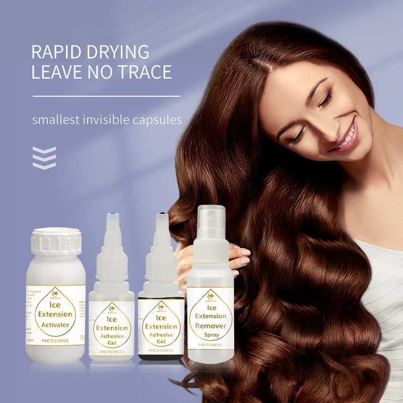OEM Factory Ice Hair Extension Adhesive Gel with Activator Cold Build Hair Extension Kit Ice Extension Gel