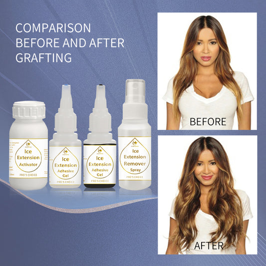 OEM Factory Ice Hair Extension Adhesive Gel with Activator Cold Build Hair Extension Kit Ice Extension Gel