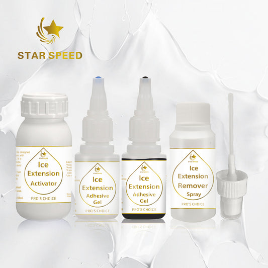 Star Speed ICE Glue for Hair Extensions Activator Remover Glue clear Black ICE Hair Gel Set ICE GEL Hair Extensions