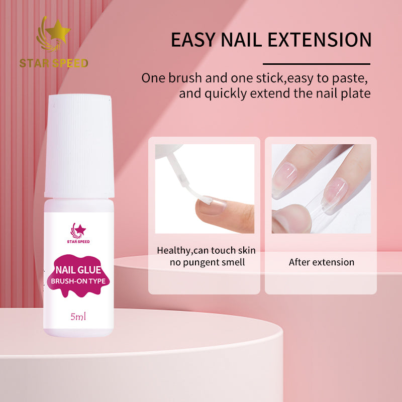 Press-On Nails with Clear Liquid Glue | Quick No-Mess Application | Non-Toxic & Non-Damaging | 14-Day Wear