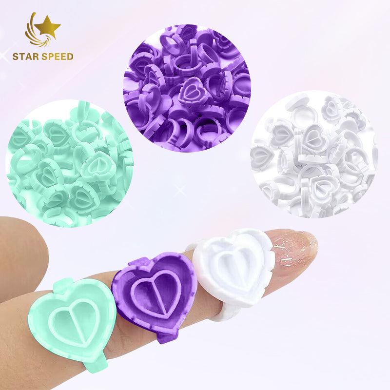 Star Speed Wholesale 100 Pcs Eyelash Glue Ring Cup Heart Shape Glue Cup Lash Drop Glue Holder