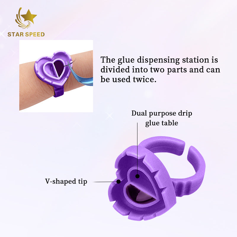 Star Speed Wholesale 100 Pcs Eyelash Glue Ring Cup Heart Shape Glue Cup Lash Drop Glue Holder