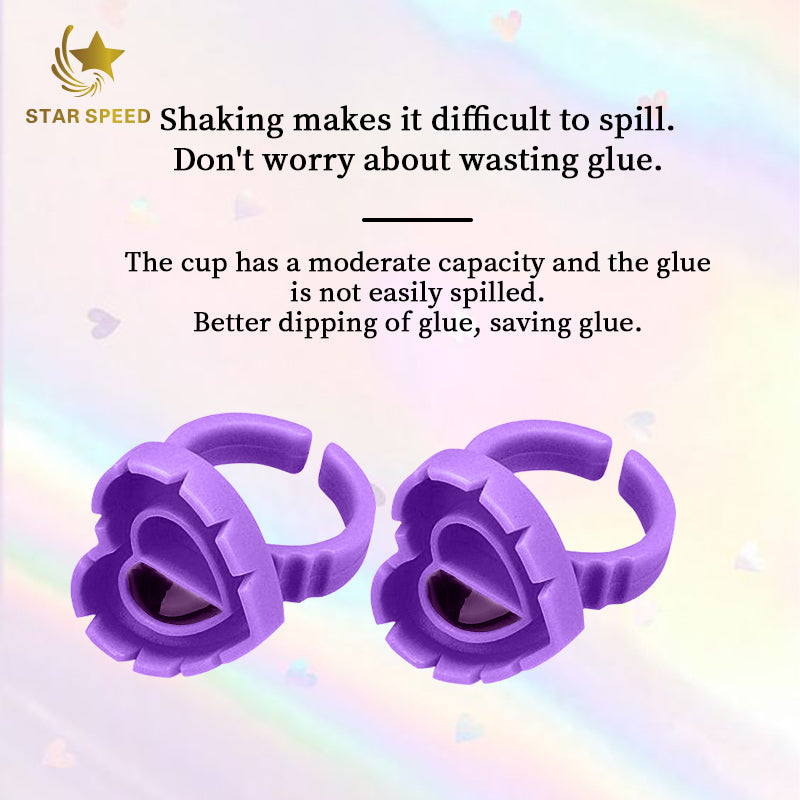 Star Speed Wholesale 100 Pcs Eyelash Glue Ring Cup Heart Shape Glue Cup Lash Drop Glue Holder