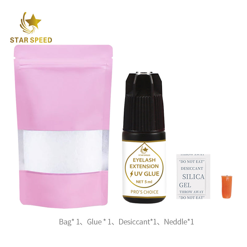 1s Super Fast Dry UV LED Eyelash Extension Glue 5ml Black UV Lash Glue pink Blue LED Eyelash Adhesive 10 Weeks Long Retention