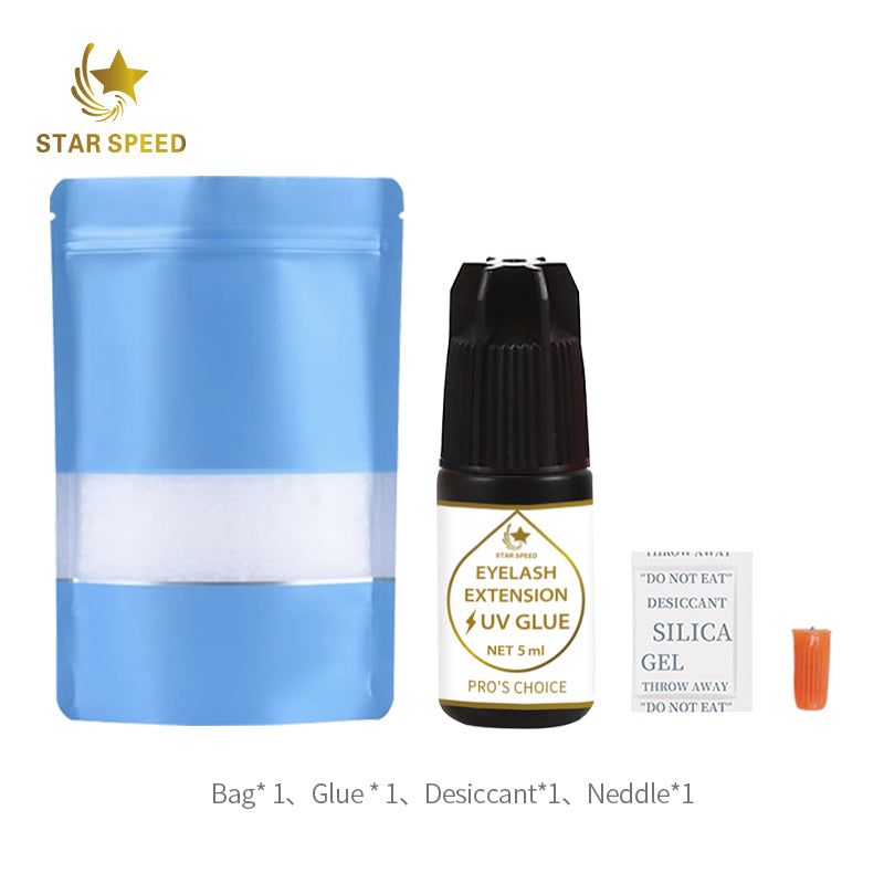 1s Super Fast Dry UV LED Eyelash Extension Glue 5ml Black UV Lash Glue pink Blue LED Eyelash Adhesive 10 Weeks Long Retention