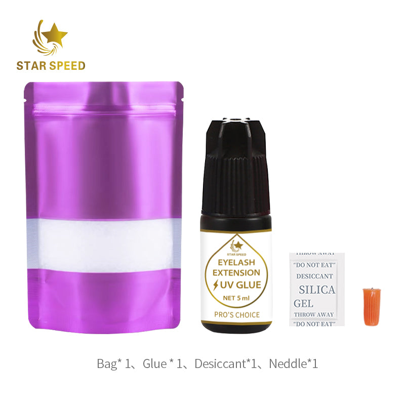 1s Super Fast Dry UV LED Eyelash Extension Glue 5ml Black UV Lash Glue pink Blue LED Eyelash Adhesive 10 Weeks Long Retention